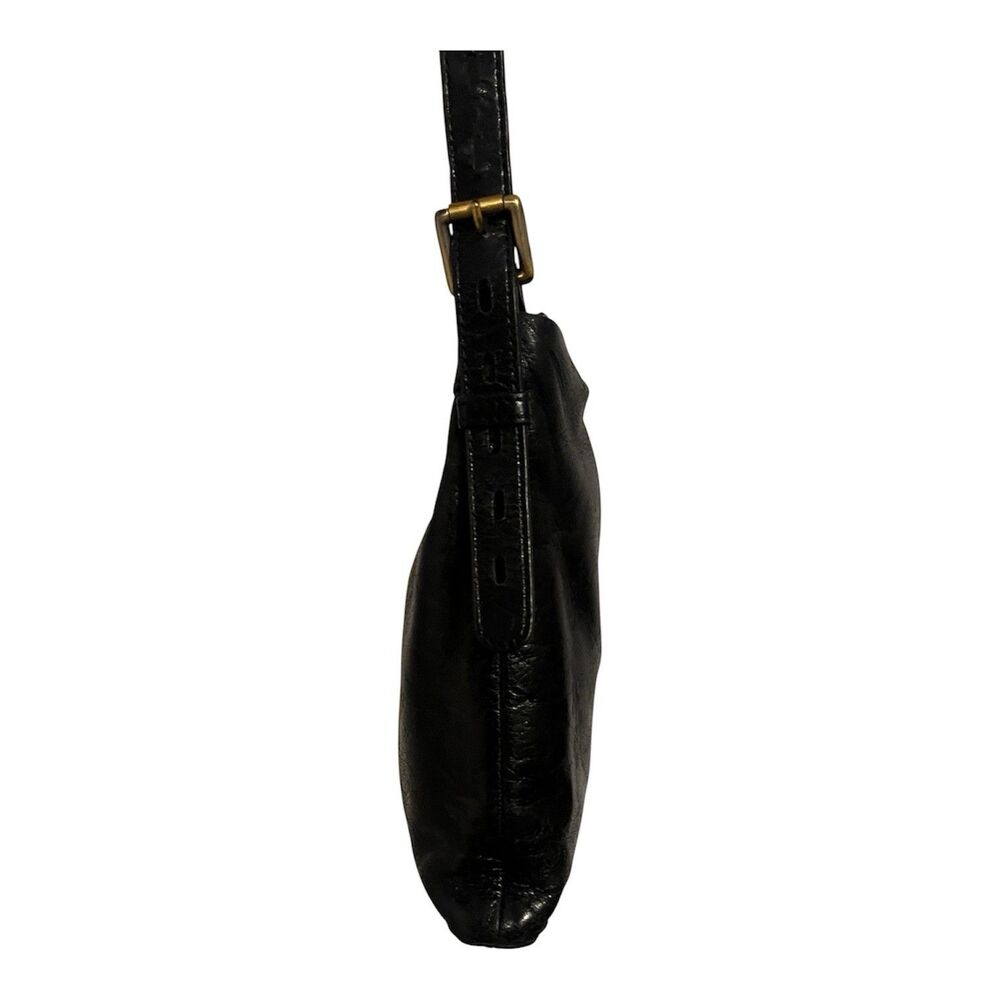 HOBO Black Leather Crossbody Bag Adjustable Strap Zip Top Organizer Purse - Picture 7 of 12